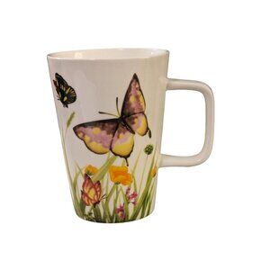 Teopia Butterfly Flowers Coffee Tea Mug White Multicolor Graphics Fairycore Gift